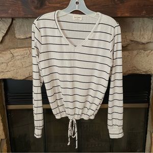 FREE KISSES WHITE AND BLACK STRIPED BLOUSE